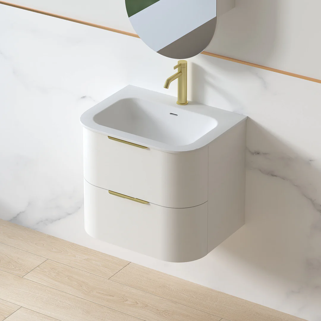 Anela 600 Curved White Grain Wall Hung Vanity - Image 6