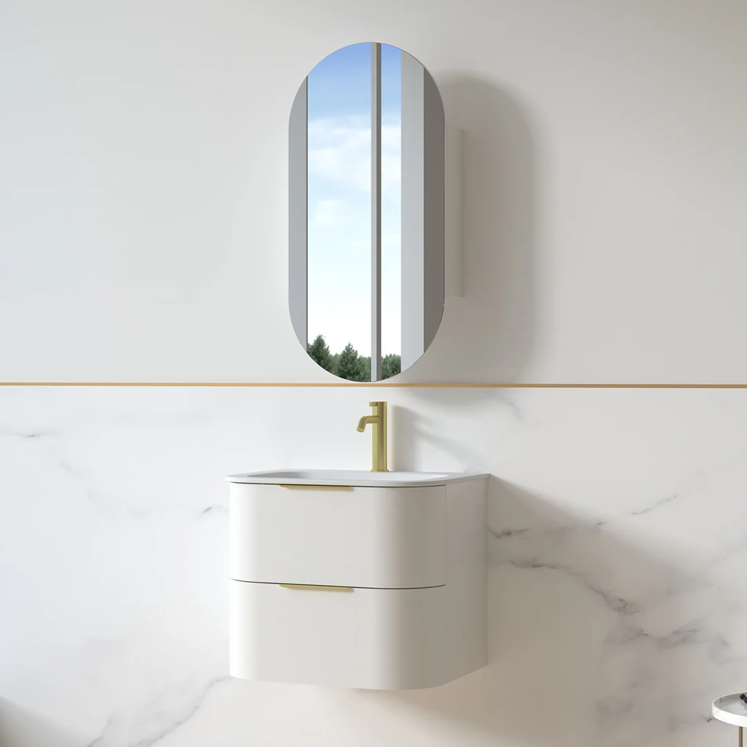 Anela 600 Curved White Grain Wall Hung Vanity - Image 8