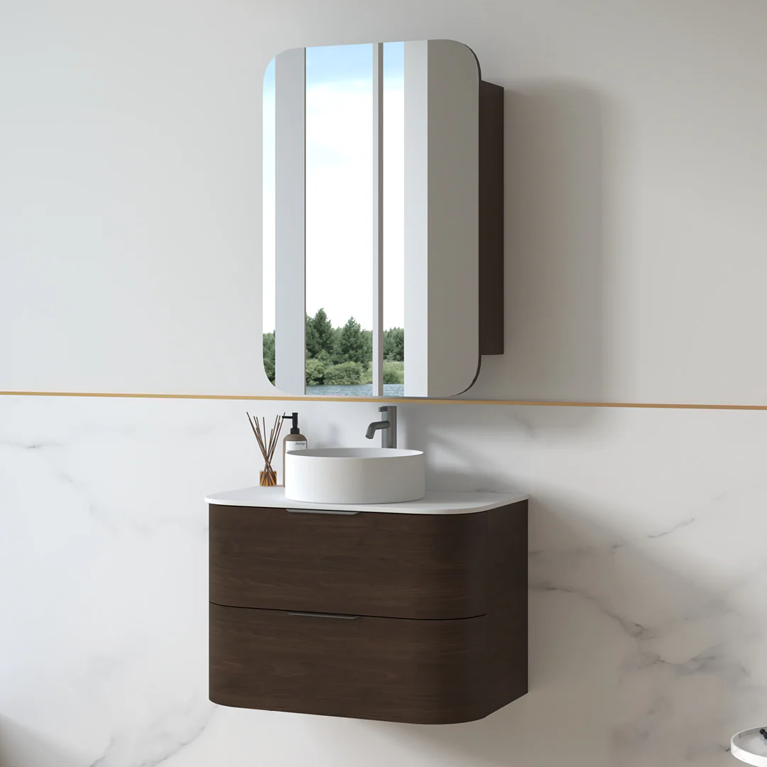 Anela 750 Curved Alder Walnut Wall Hung Vanity - Image 2