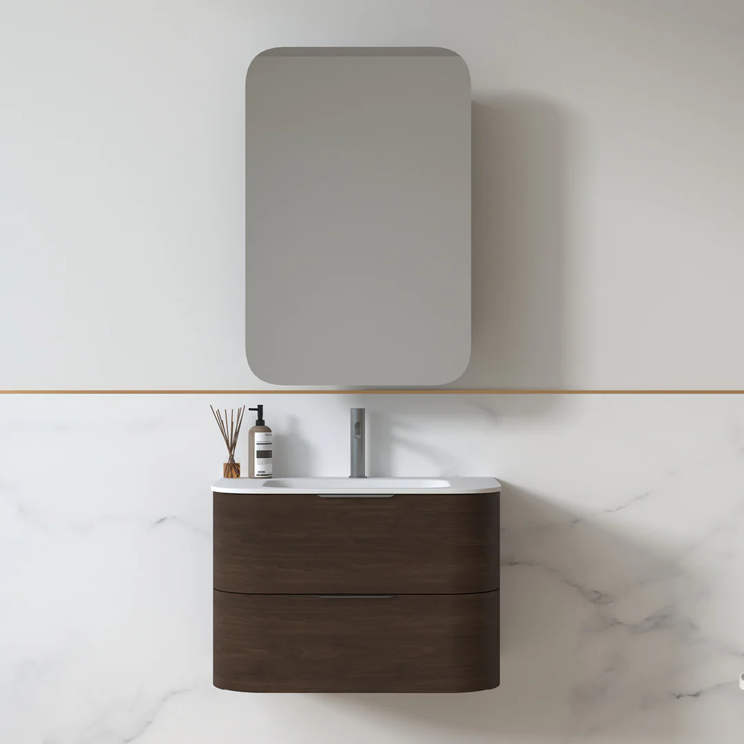 Anela 750 Curved Alder Walnut Wall Hung Vanity - Image 5