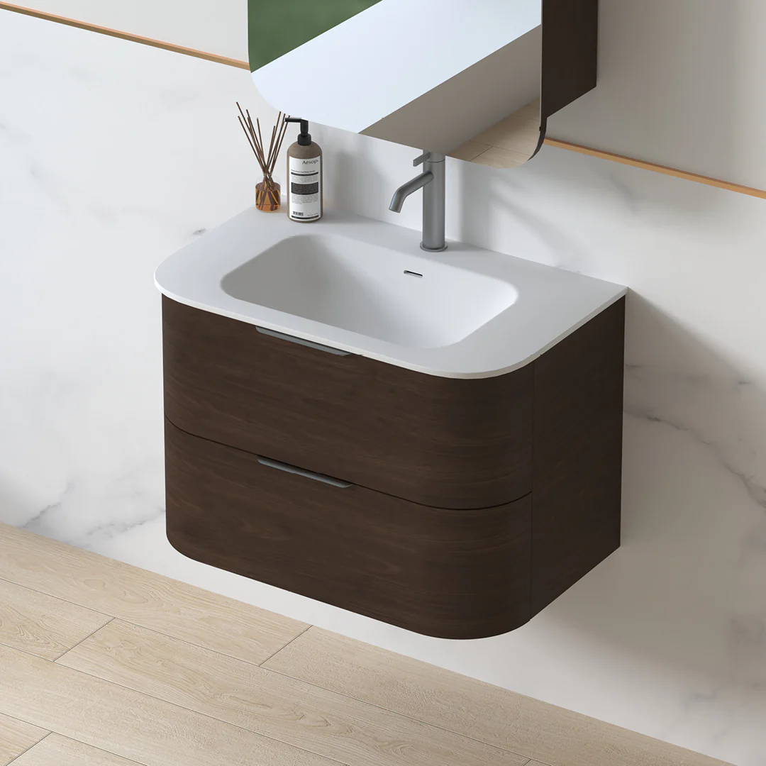 Anela 750 Curved Alder Walnut Wall Hung Vanity - Image 8