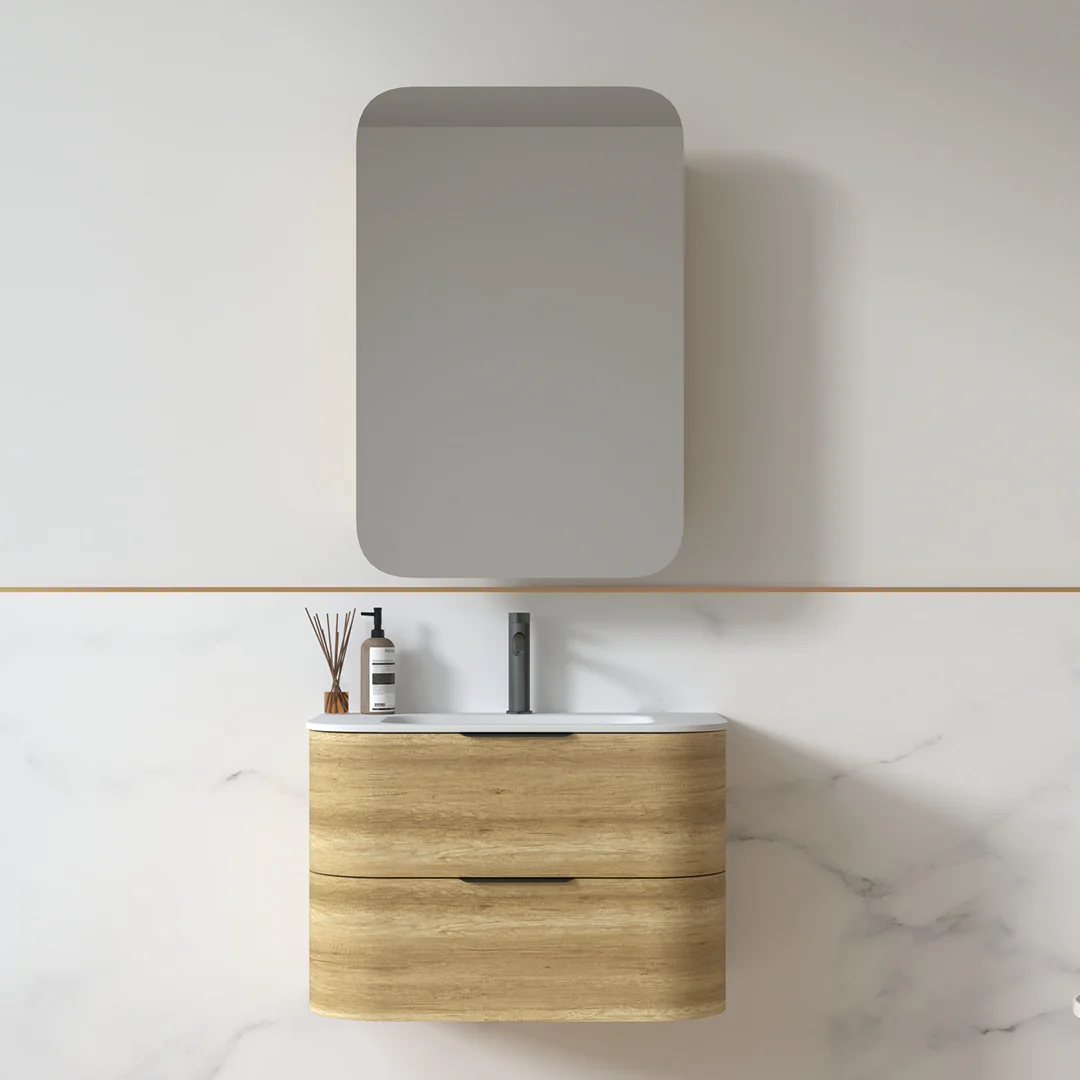 Anela 750 Curved Sand Oak Wall Hung Vanity - Image 5