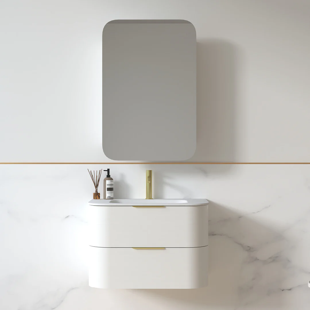 Anela 750 Curved White Grain Wall Hung Vanity - Image 5