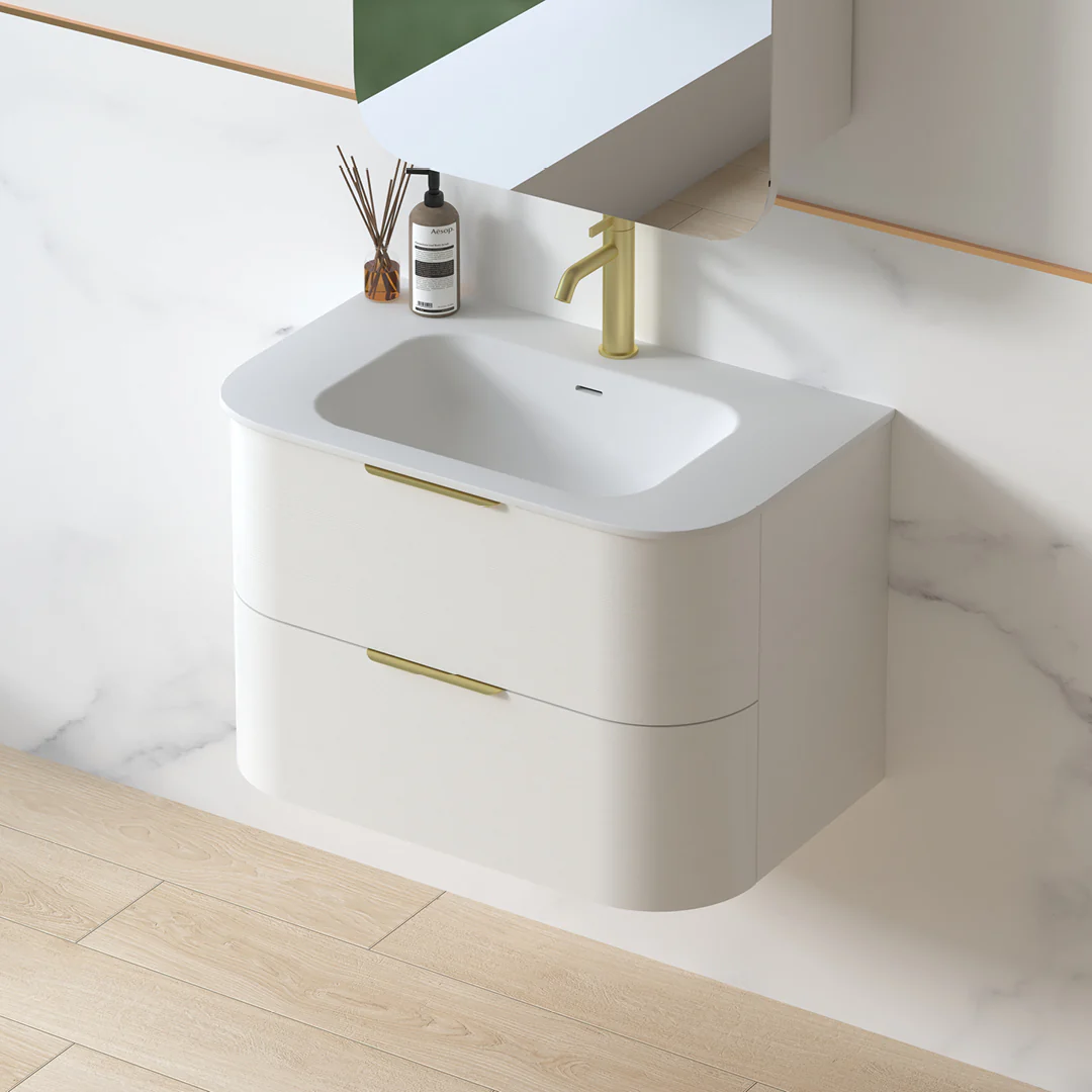 Anela 750 Curved White Grain Wall Hung Vanity - Image 6
