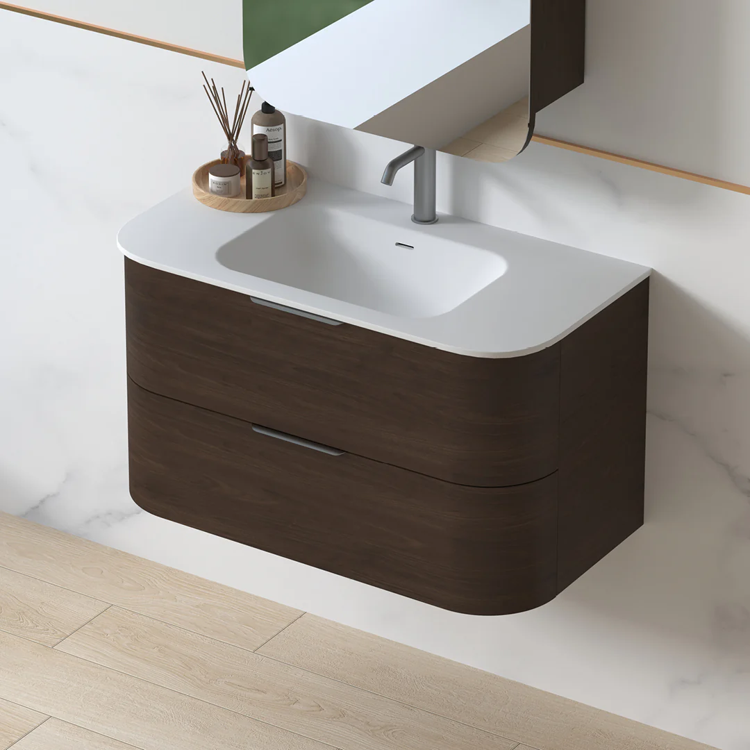 Anela 900 Curved Alder Walnut Wall Hung Vanity - Image 8