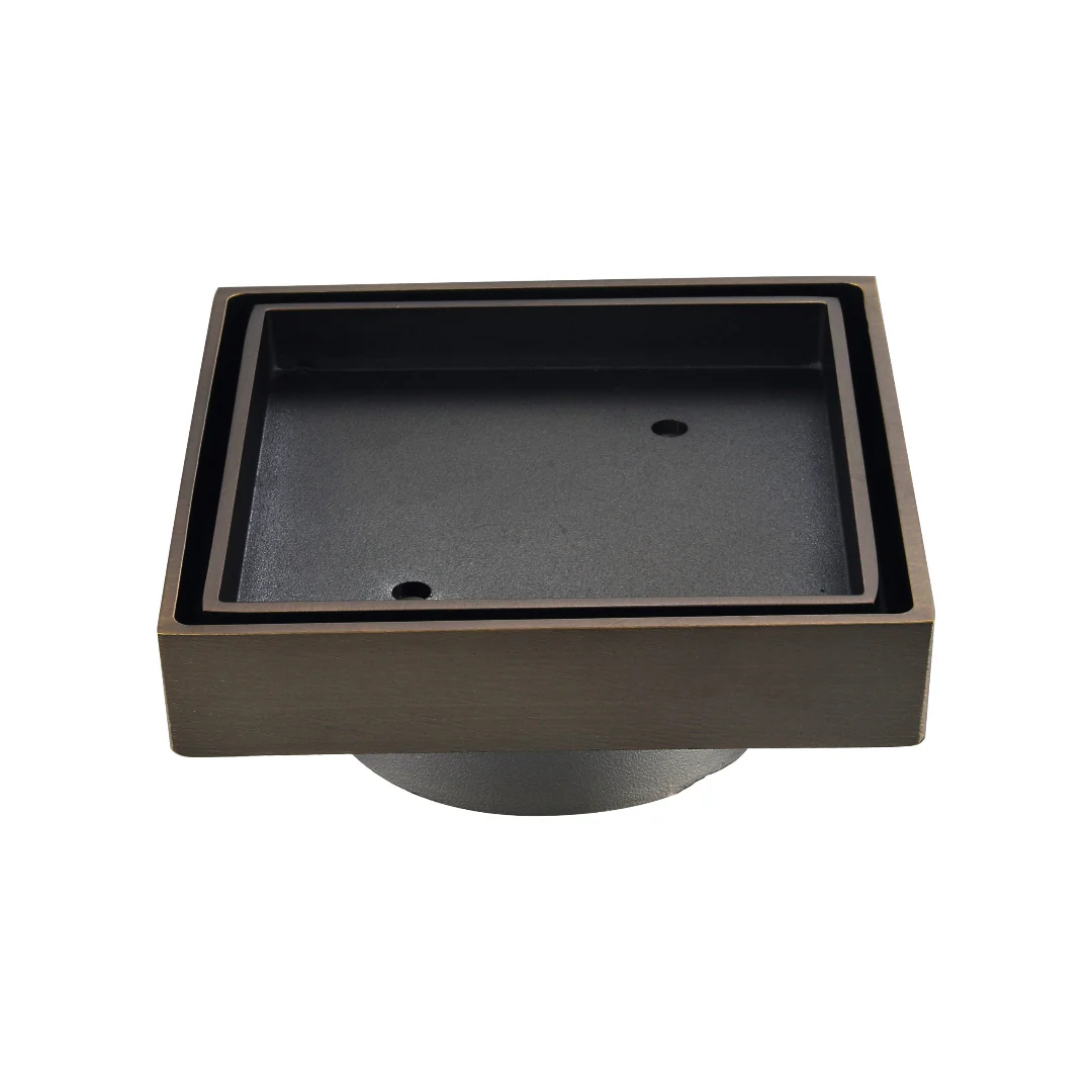 Antique Brass 100mm Tile Insert Floor Waste - 75mm Outlet