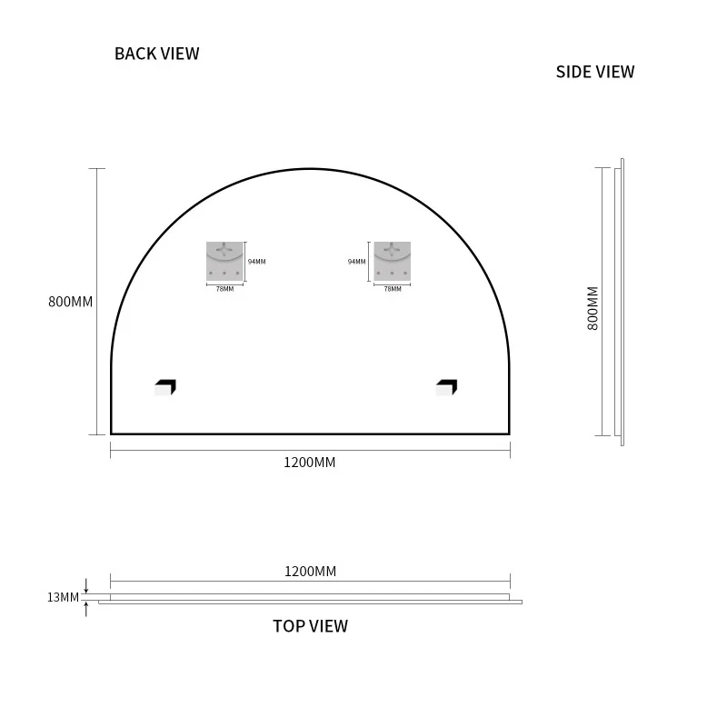 Arched 1200 x 800 Polished Edge Mirror - Image 7