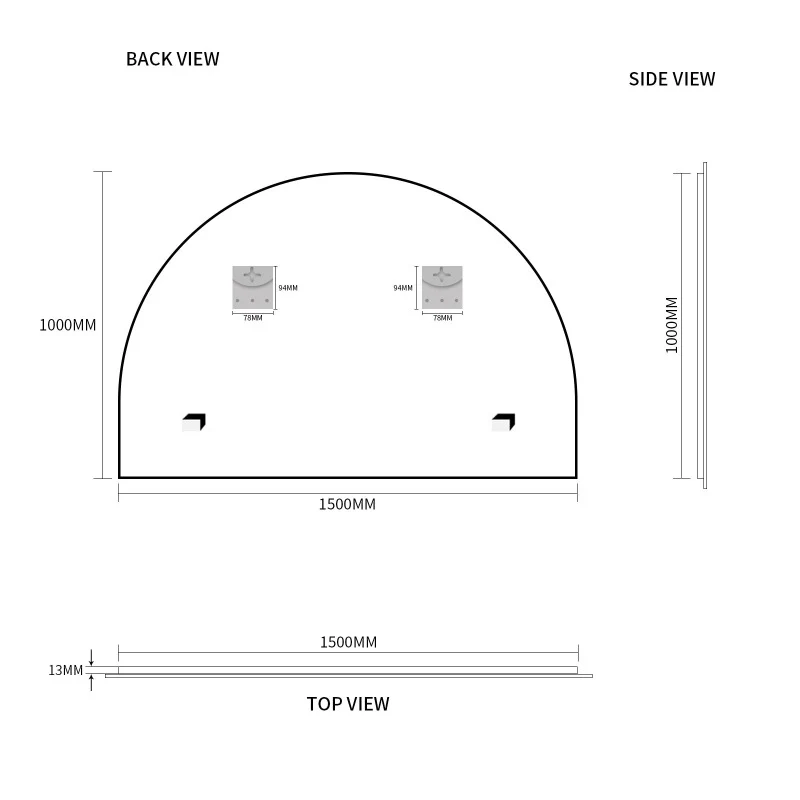 Arched 1500 x 1000 Polished Edge Mirror - Image 6