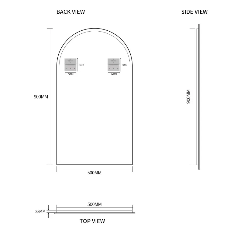 Arched 500 x 900 Polished Edge Mirror - Image 5