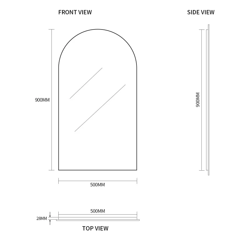Arched 500 x 900 Polished Edge Mirror - Image 6