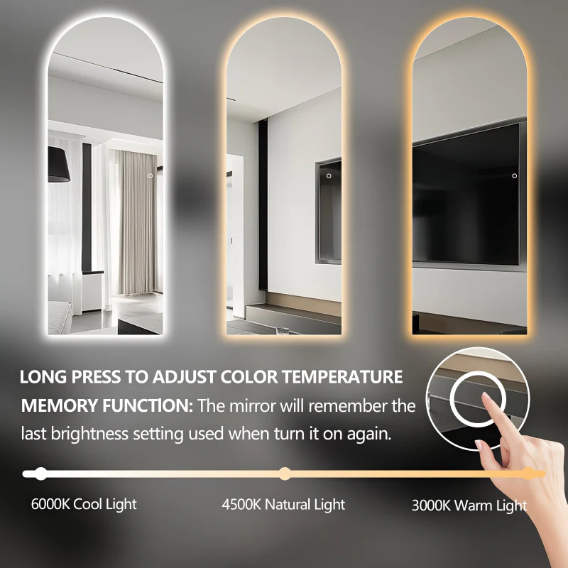 Arched 600 x 1650 LED Mirror - Three Light Temperatures - Image 5