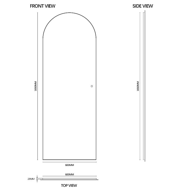 Arched 600 x 1650 LED Mirror - Three Light Temperatures - Image 7