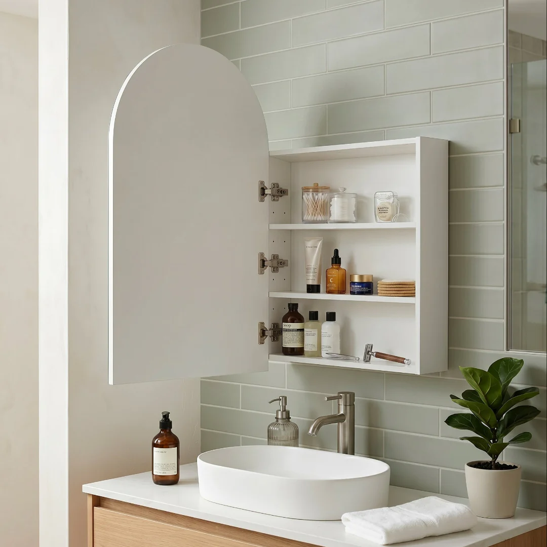 Arched 600 x 900 Matte White Shaving Cabinet - Image 3