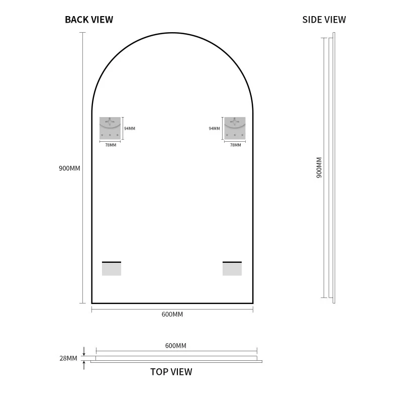 Arched 600 x 900 Polished Edge Mirror - Image 5