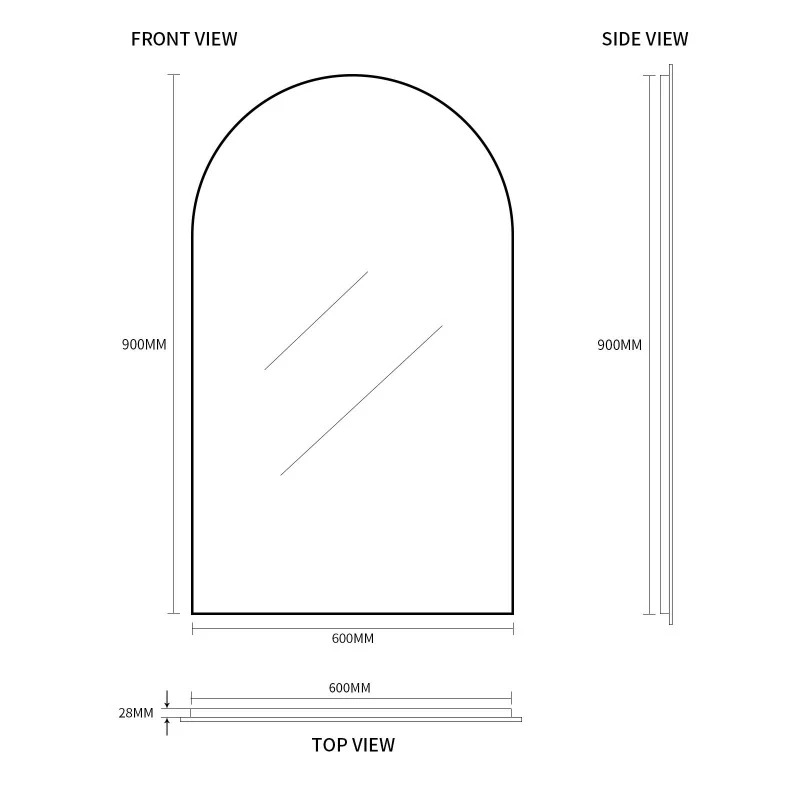 Arched 600 x 900 Polished Edge Mirror - Image 6