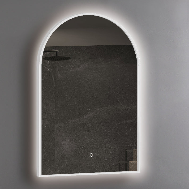 Arched 600 x 900mm Matte White LED Mirror - Three Light Temperatures - Image 2