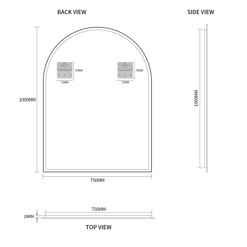 Arched 750 x 1000 Polished Edge Mirror - Image 5