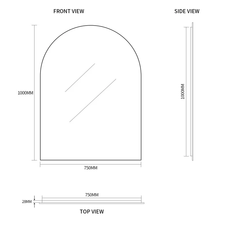 Arched 750 x 1000 Polished Edge Mirror - Image 6