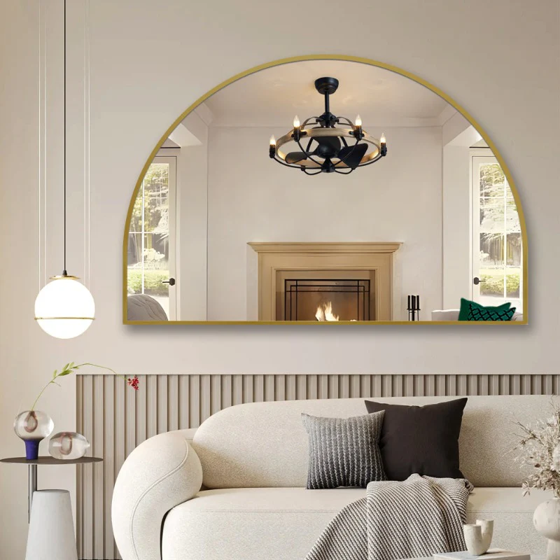 Arched Brushed Gold 1200 x 800 Framed Mirror - Image 3
