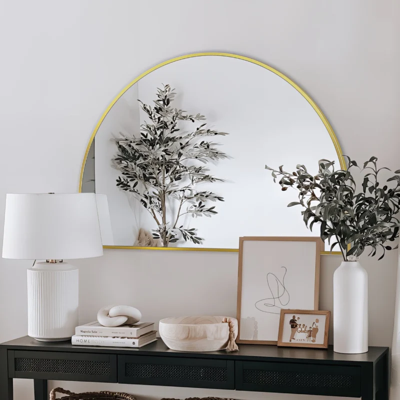 Arched Brushed Gold 1200 x 800 Framed Mirror - Image 4