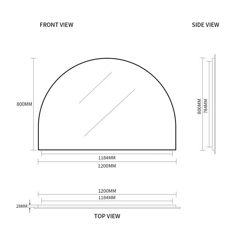 Arched Brushed Gold 1200 x 800 Framed Mirror - Image 5