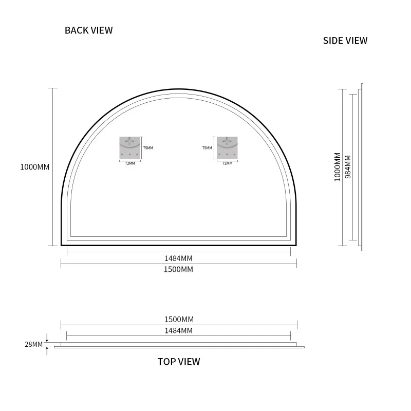 Arched Brushed Gold 1500 x 1000 Framed Mirror - Image 6