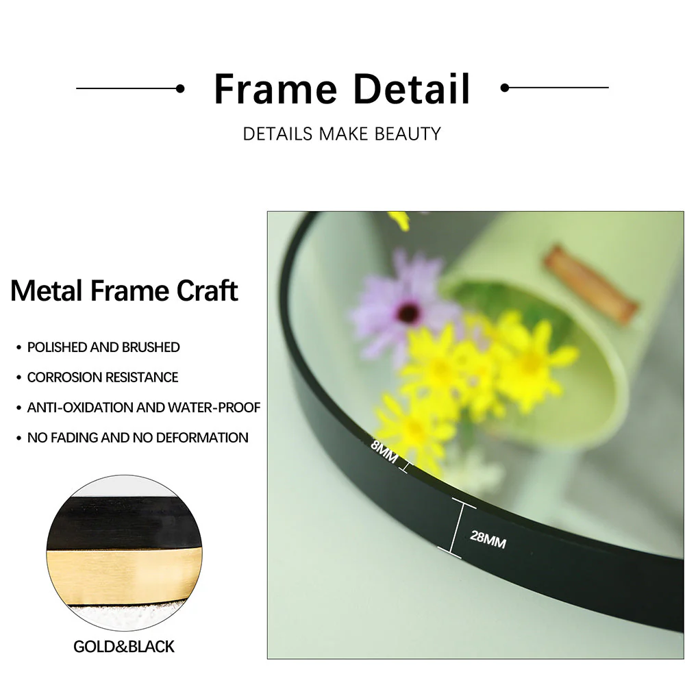 Arched Brushed Gold 500 x 900 Framed Mirror - Image 5