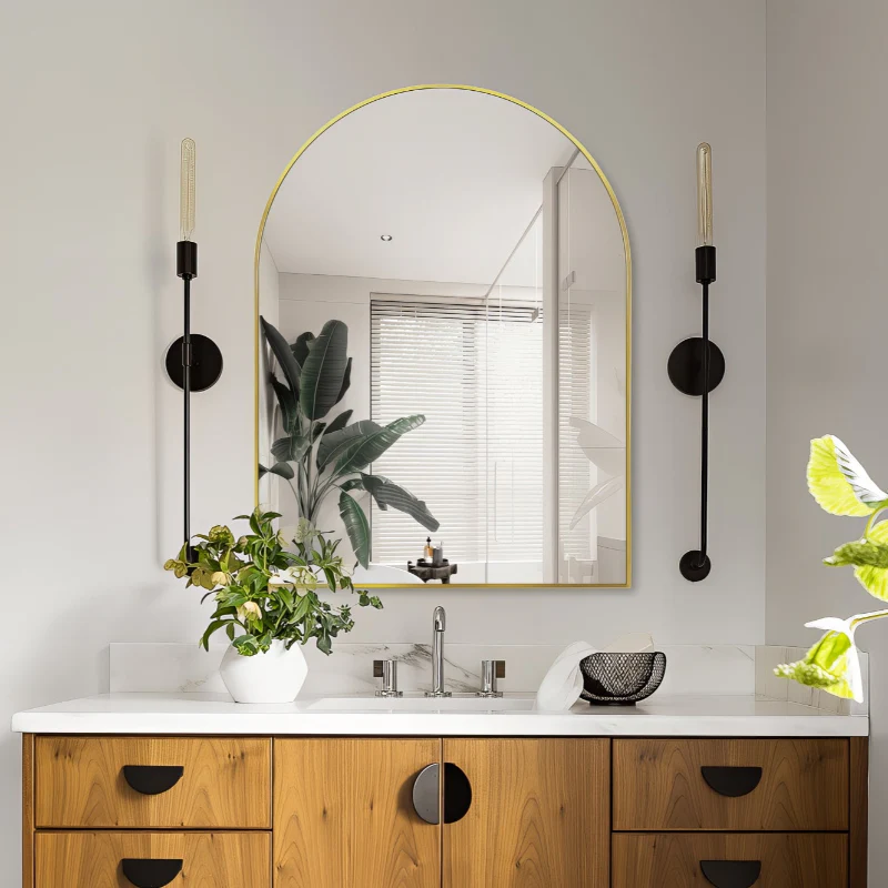 Arched Brushed Gold 750 x 1000 Framed Mirror - Image 2