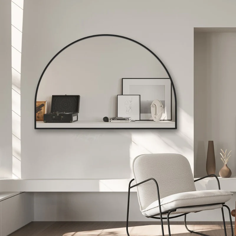 Arched Matte Black 1200 x 800 Framed Mirror - Image 3