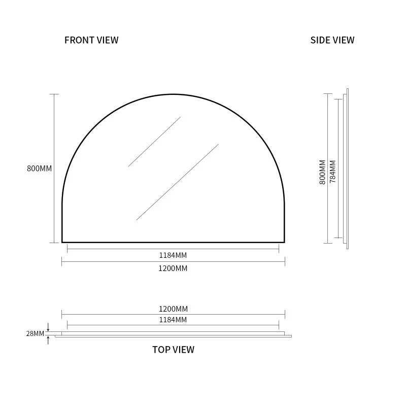 Arched Matte Black 1200 x 800 Framed Mirror - Image 4