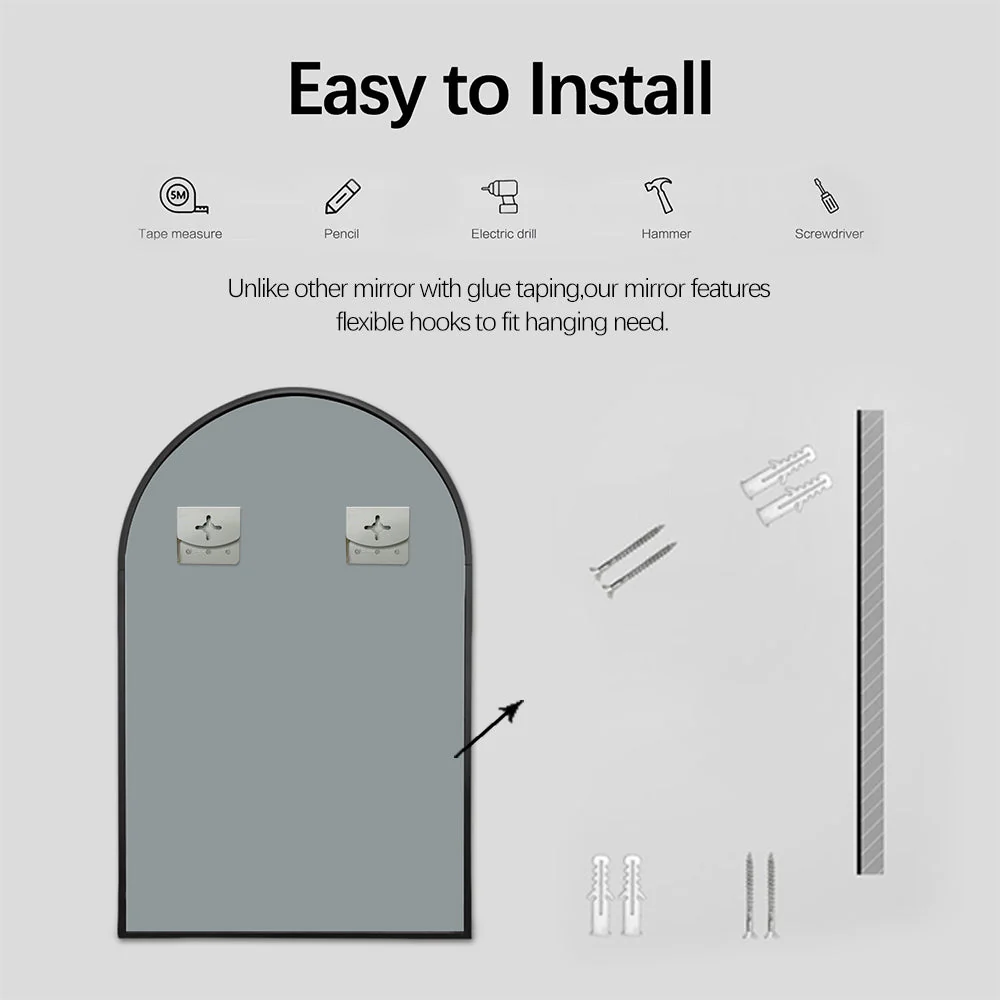 Arched Matte Black 1200 x 800 Framed Mirror - Image 7