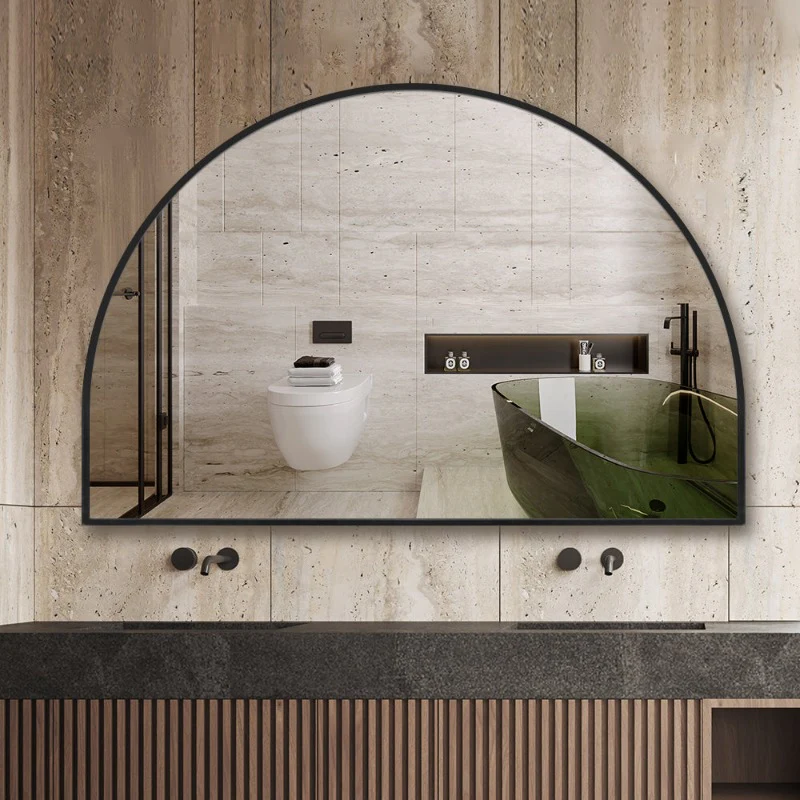 Arched Matte Black 1500 x 1000 Framed Mirror - Image 2