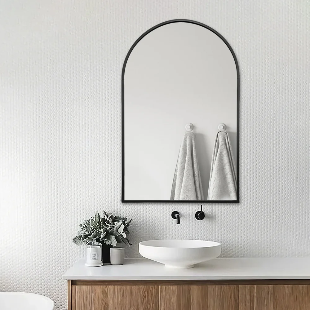 Arched Matte Black 600 x 900 Framed Mirror - Image 3