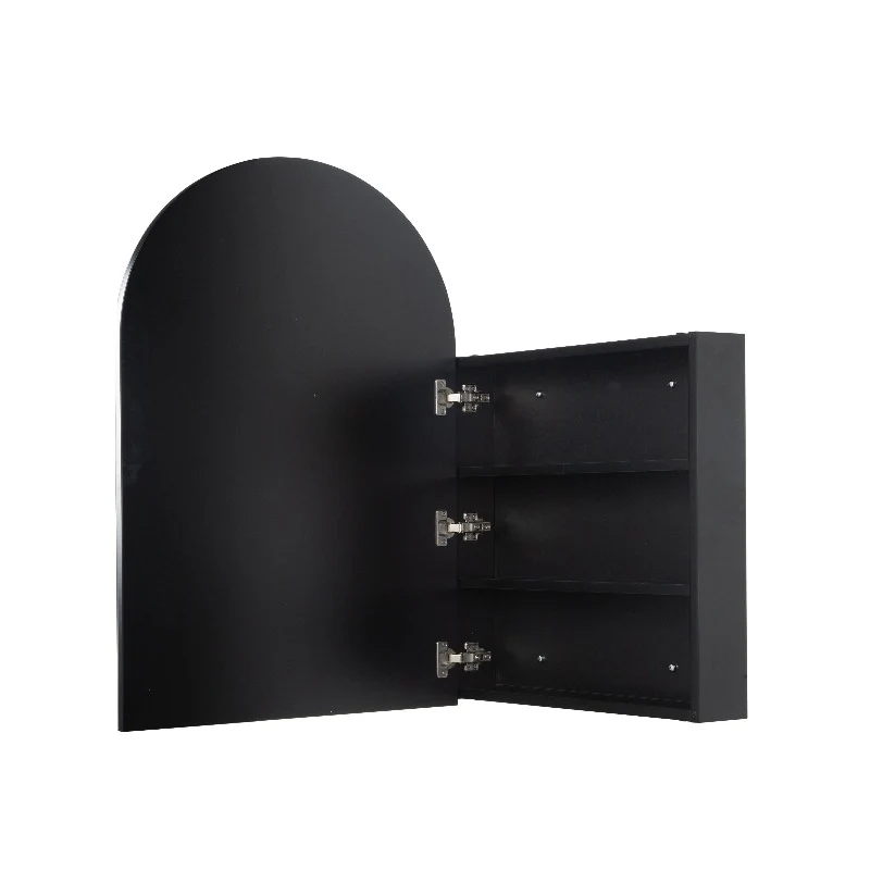 Arched Matte Black Shaving Cabinet - Image 2