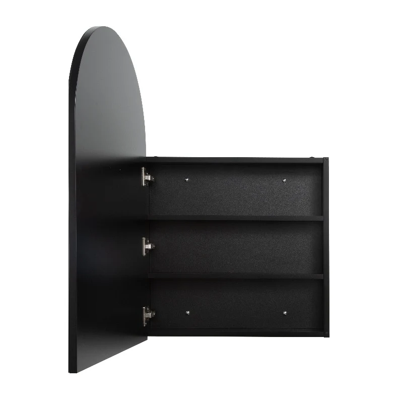 Arched Matte Black Shaving Cabinet - Image 3