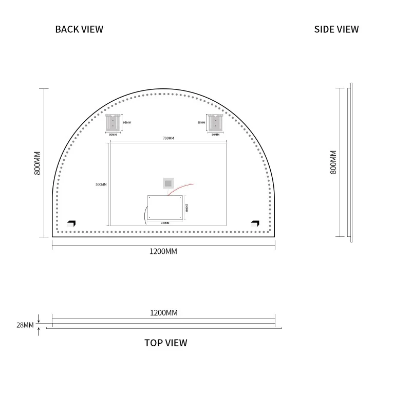 Arched Touchless 1200 x 800 LED Mirror - Three Light Temperatures - Image 8