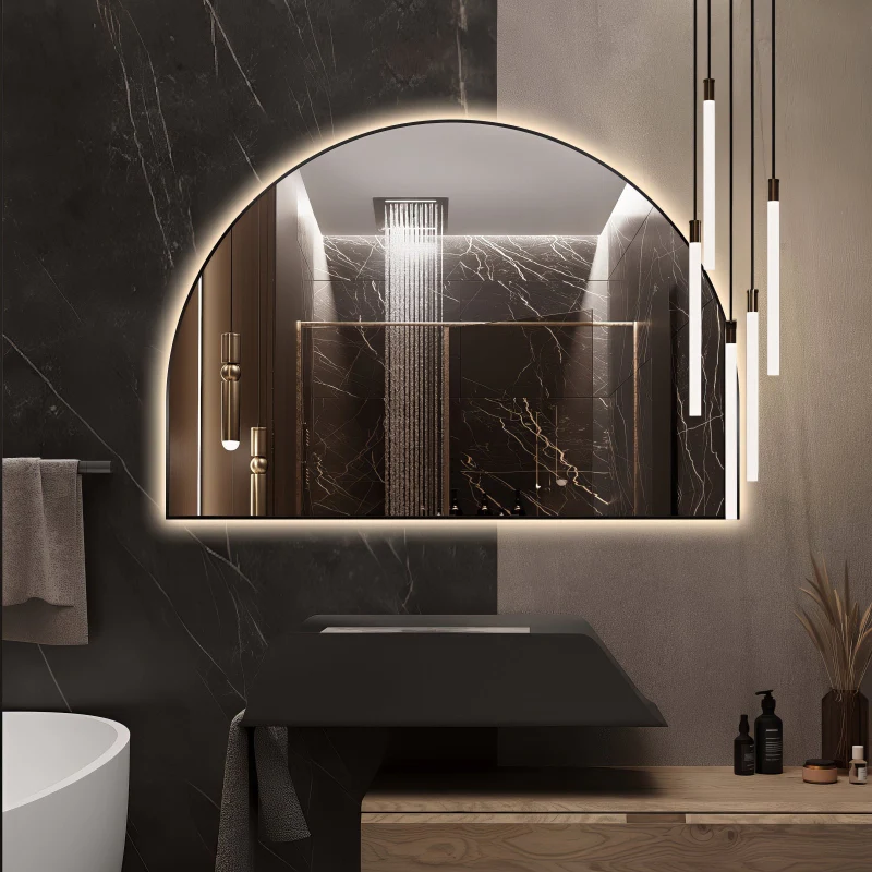 Arched Touchless 1200 x 800 Matte Black LED Mirror - Three Light Temperatures - Image 2