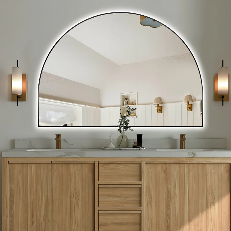 Arched Touchless 1200 x 800 Matte Black LED Mirror - Three Light Temperatures - Image 3