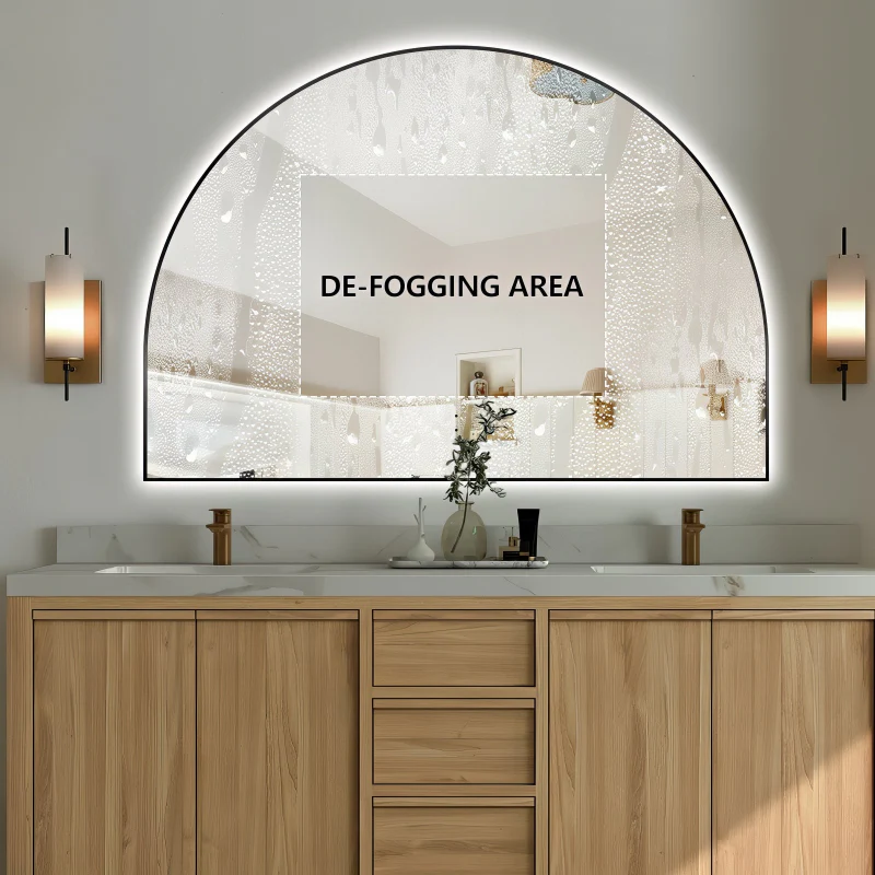 Arched Touchless 1200 x 800 Matte Black LED Mirror - Three Light Temperatures - Image 5