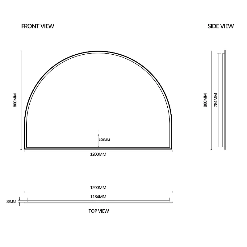 Arched Touchless 1200 x 800 Brushed Gold LED Mirror - Three Light Temperatures - Image 7