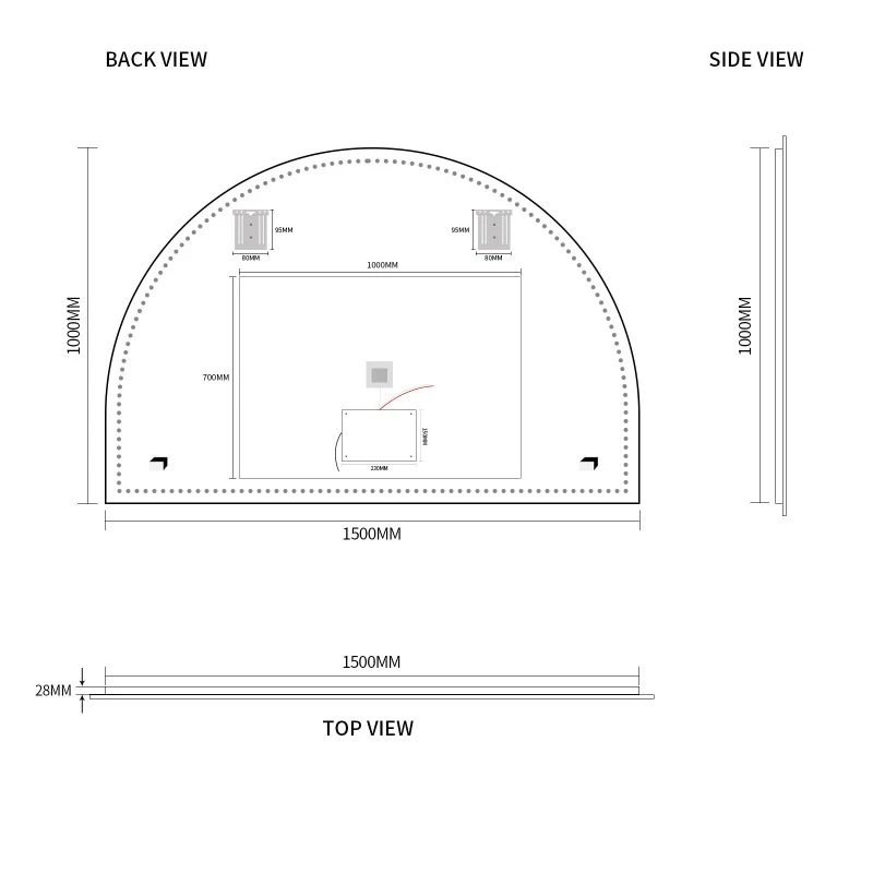 Arched Touchless 1500 x 1000 LED Mirror - Three Light Temperatures - Image 5