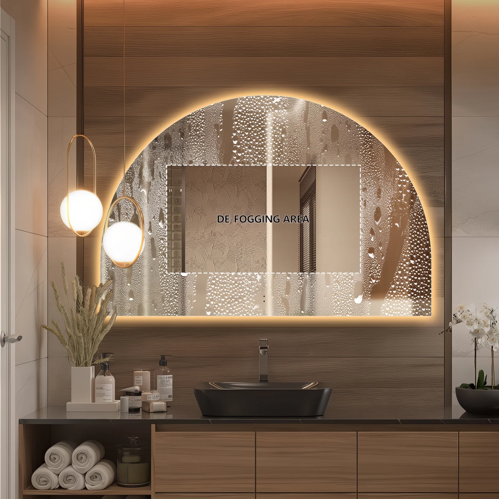 Arched Touchless 1500 x 1000 LED Mirror - Three Light Temperatures - Image 8
