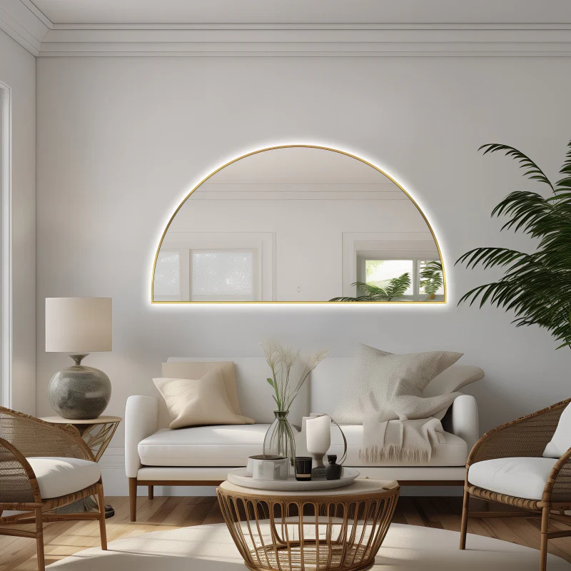 Arched Touchless 1500 x 800 Brushed Gold LED Mirror - Three Light Temperatures - Image 3