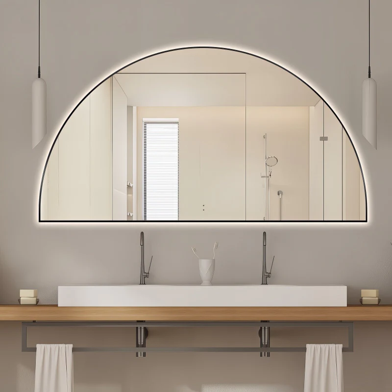 Arched Touchless 1500 x 800 Matte Black LED Mirror - Three Light Temperatures - Image 2