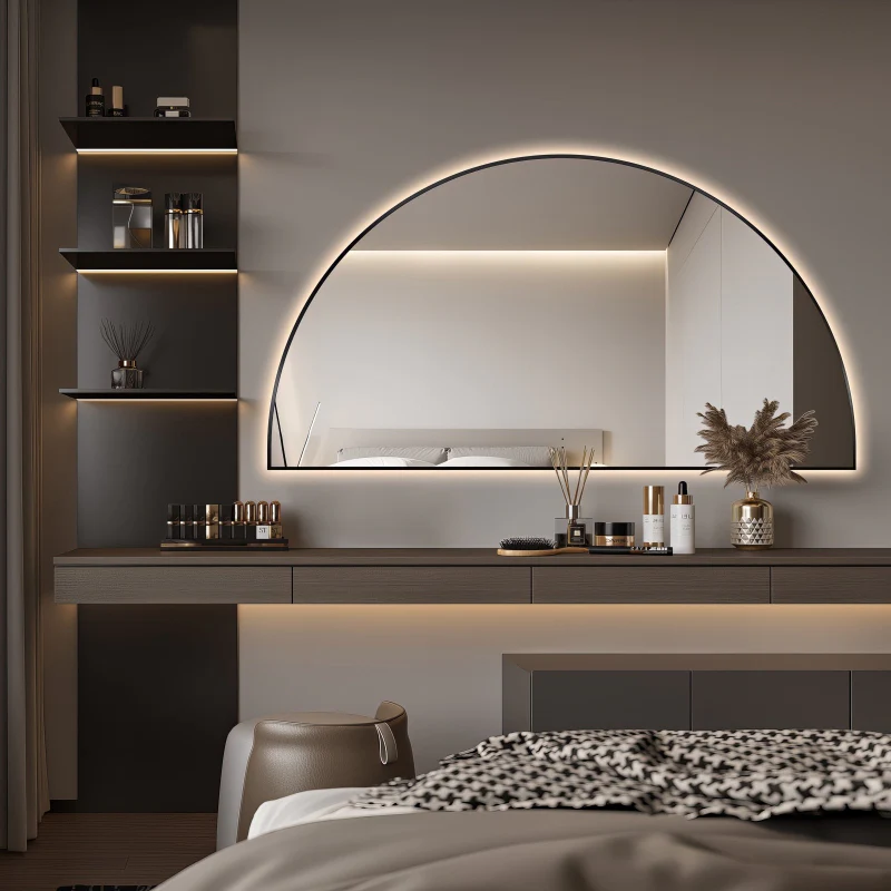 Arched Touchless 1500 x 800 Matte Black LED Mirror - Three Light Temperatures - Image 3