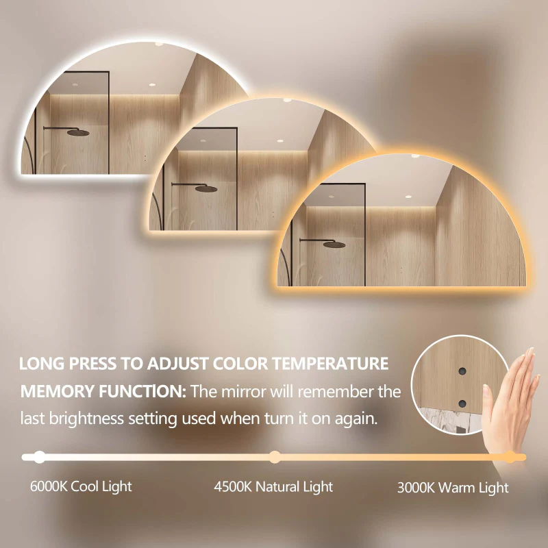 Arched Touchless 1800 x 1000 LED Mirror - Three Light Temperatures - Image 5