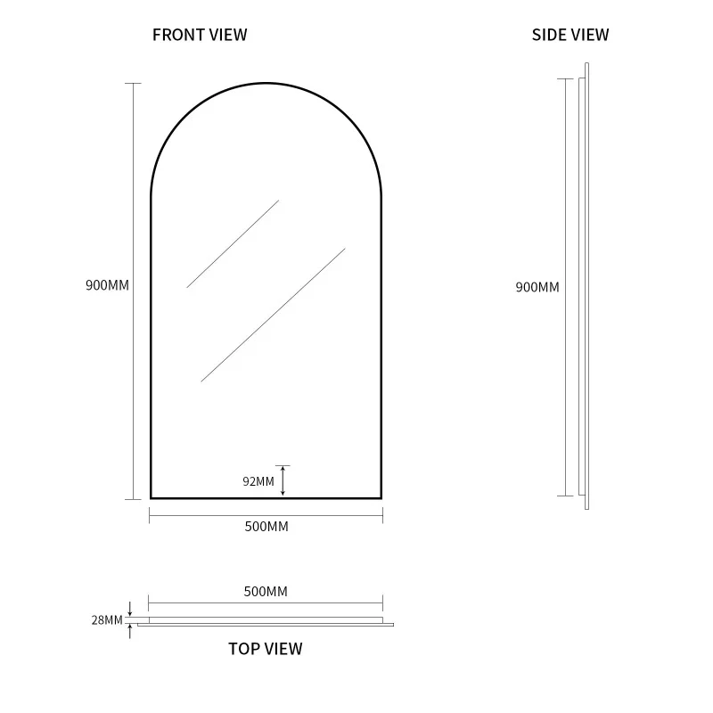 Arched Touchless 500 x 900 LED Mirror - Three Light Temperatures - Image 10