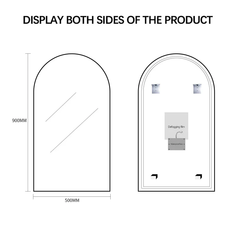 Arched Touchless 500 x 900 LED Mirror - Three Light Temperatures - Image 11