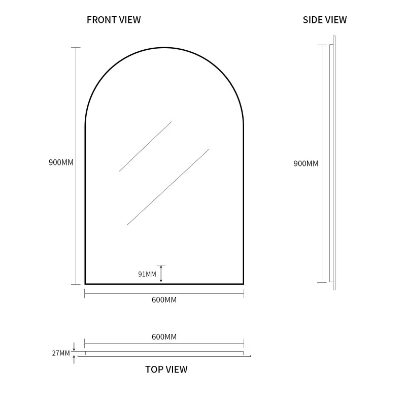 Arched Touchless 600 x 900 LED Mirror - Three Light Temperatures - Image 7