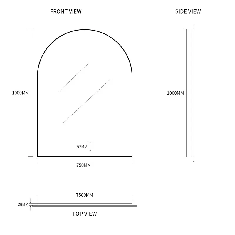 Arched Touchless 750 x 1000 LED Mirror - Three Light Temperatures - Image 8